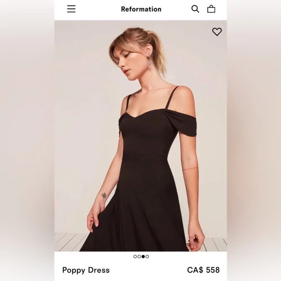 Reformation NWOT Poppy Black Off-Shoulder Maxi Dress (Size 6) - Picture 3 of 4